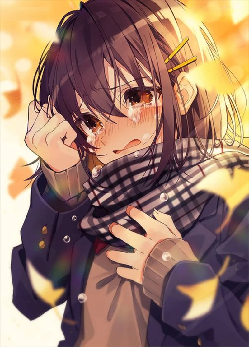Tâm trạng nặng nề thể hiện qua ảnh anime khóc