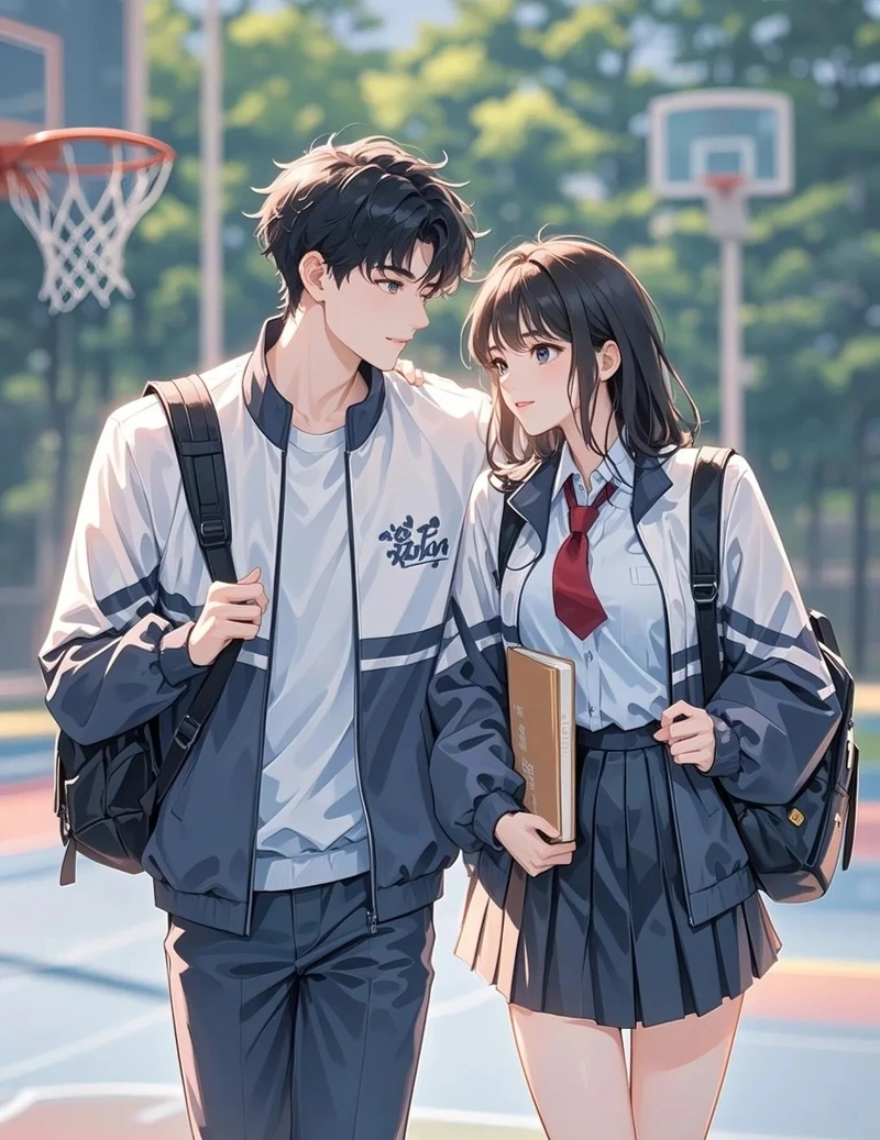 Ảnh anime học đường với đồng phục học sinh Nhật Bản