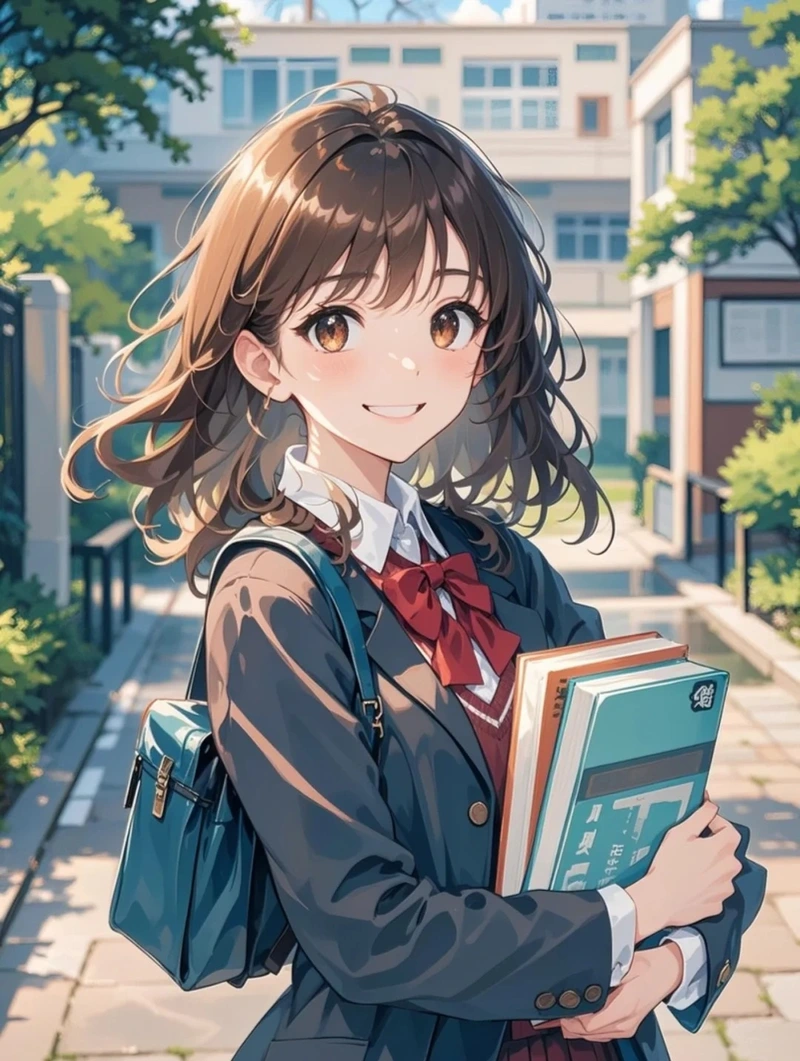 Hành lang trường học trong ảnh anime học đường