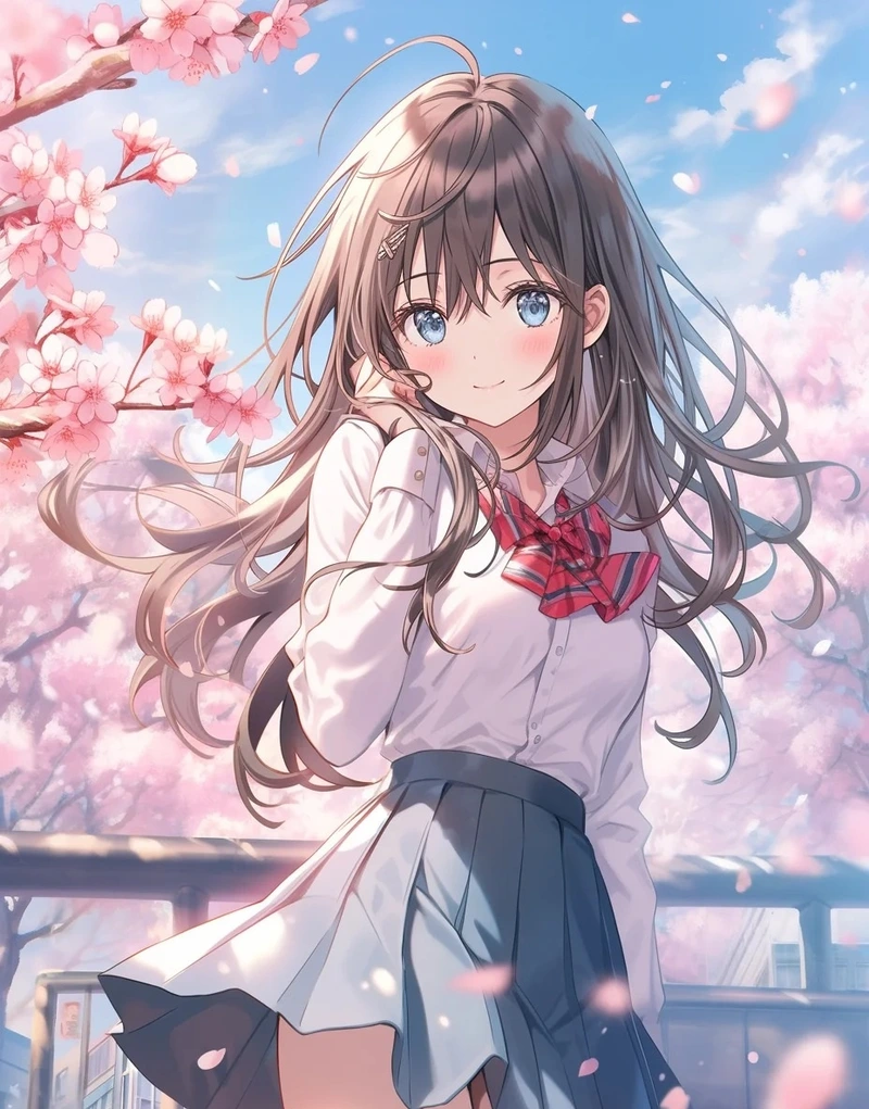 Sân trường mùa xuân xuất hiện trong anime học đường