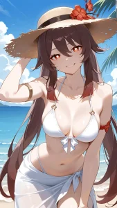 Hình HuTao haiten mặc bikini mỏng manh