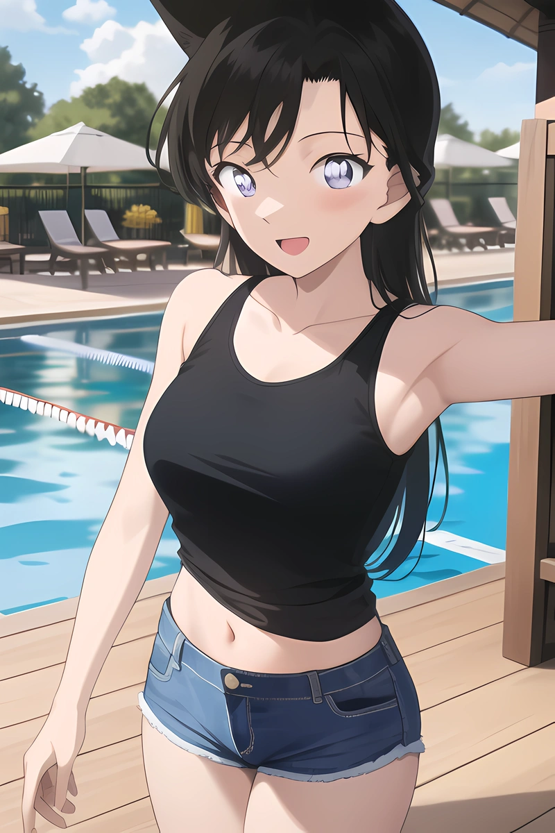 Hình hentai Ran Mori khoe vòng ba tròn trịa đầy đặn