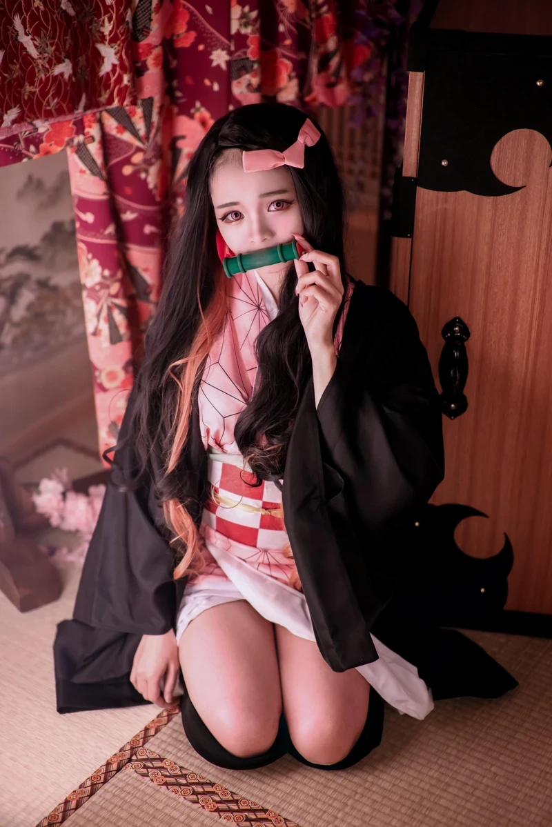 Hình Nezuko cosplay đáng yêu xinh xắn