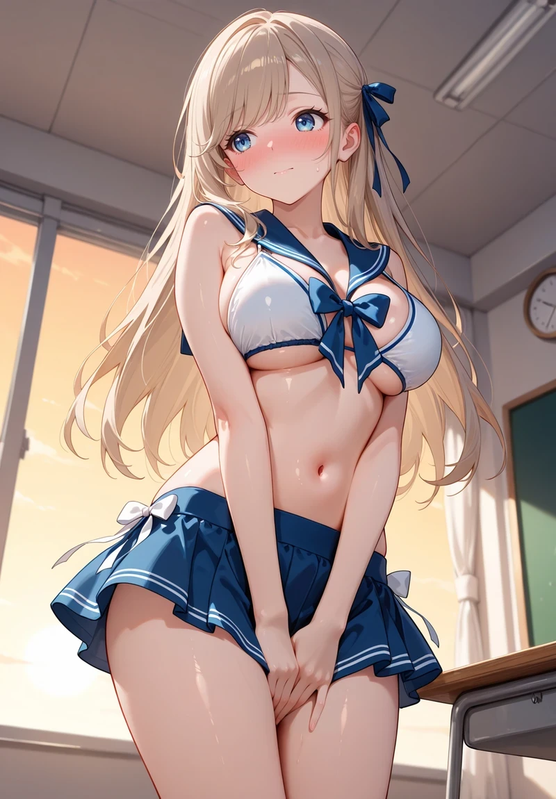 Hình gái anime mặc váy ngắn khoe vòng ba tròn đầy gợi cảm
