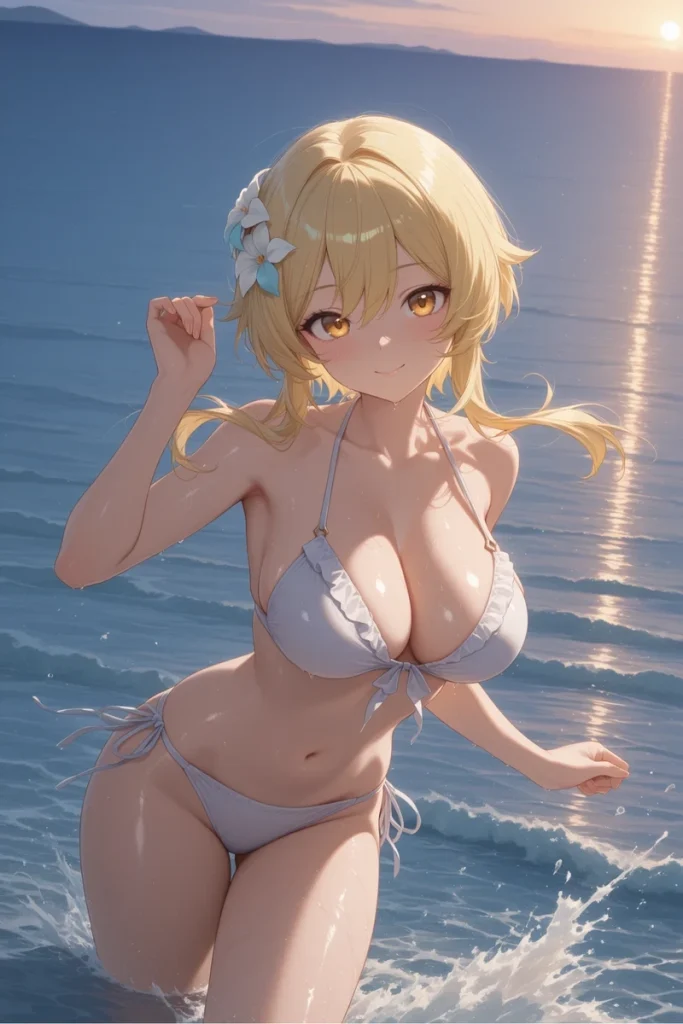 Hình hentai Lumine khoe vòng 1 tròn đầy quyến rũ