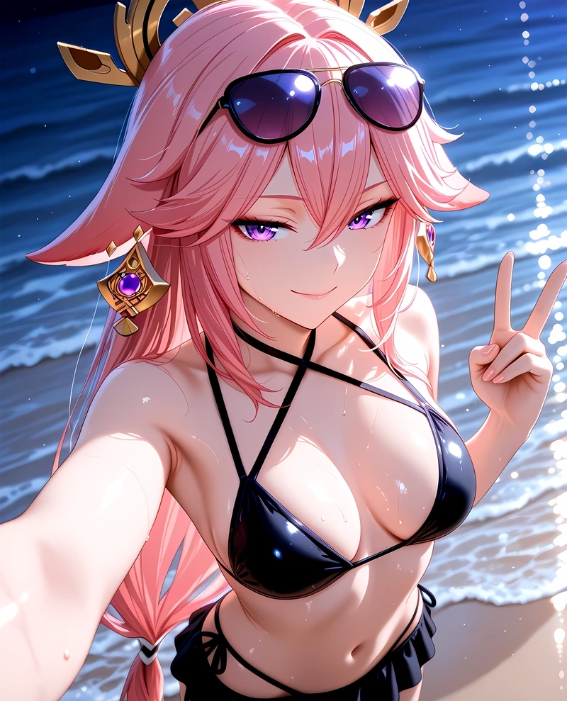 Hình hentai Yae Miko nude không che quyến rũ