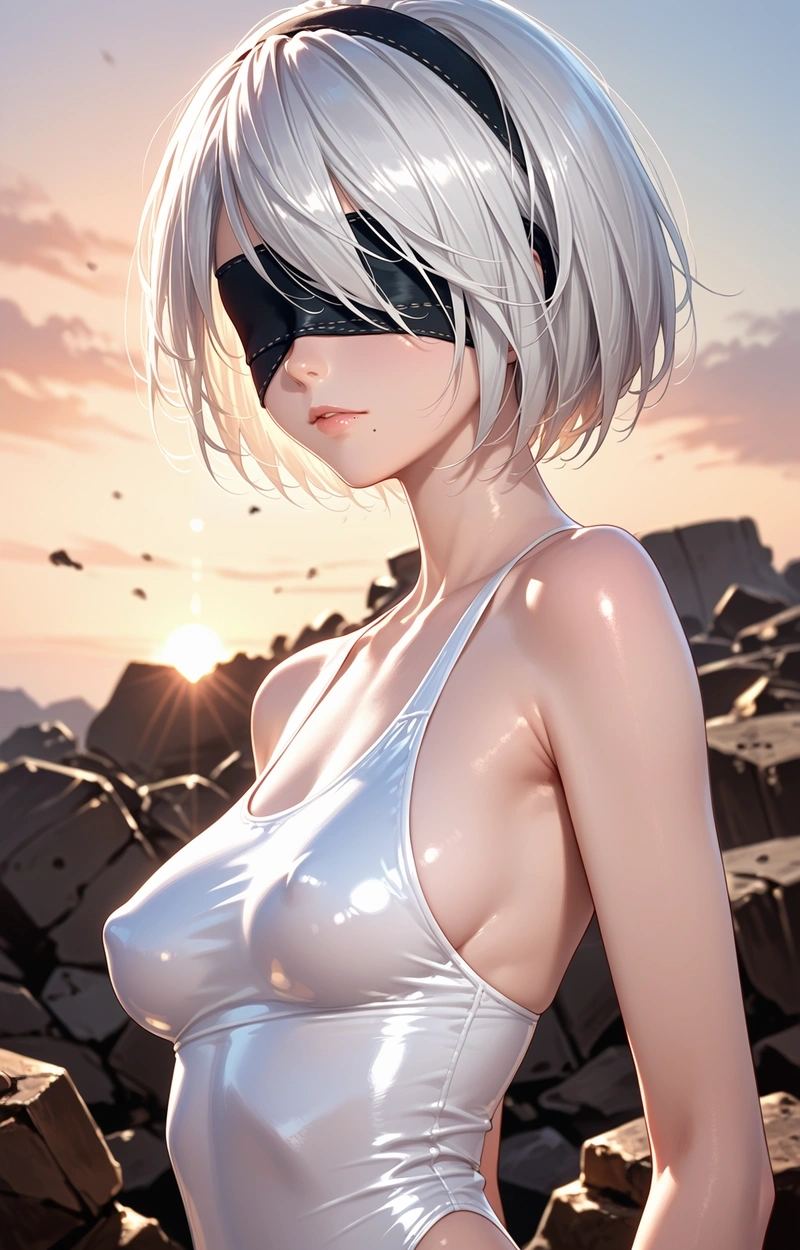 YoRHa No.2 Type B cởi áo lộ ngực nóng bỏng