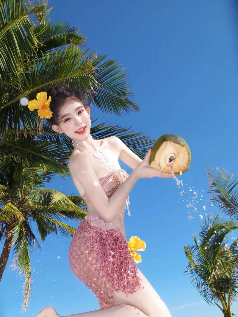 Ảnh gái xinh mặc bikini hồng sexy