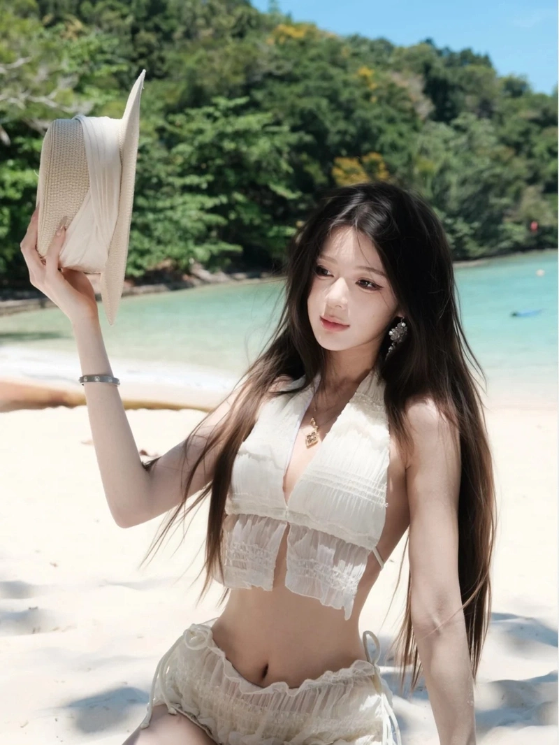 Ảnh thiếu nữ mặc bikini trắng quyến rũ