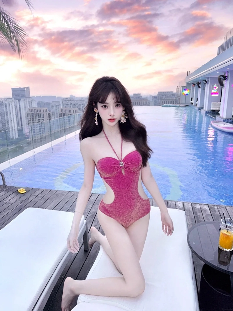 Bikini hồng tôn dáng gái xinh nóng bỏng