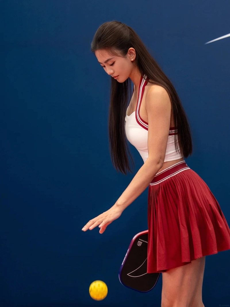 Hình gái xinh đánh pickleball cực giỏi