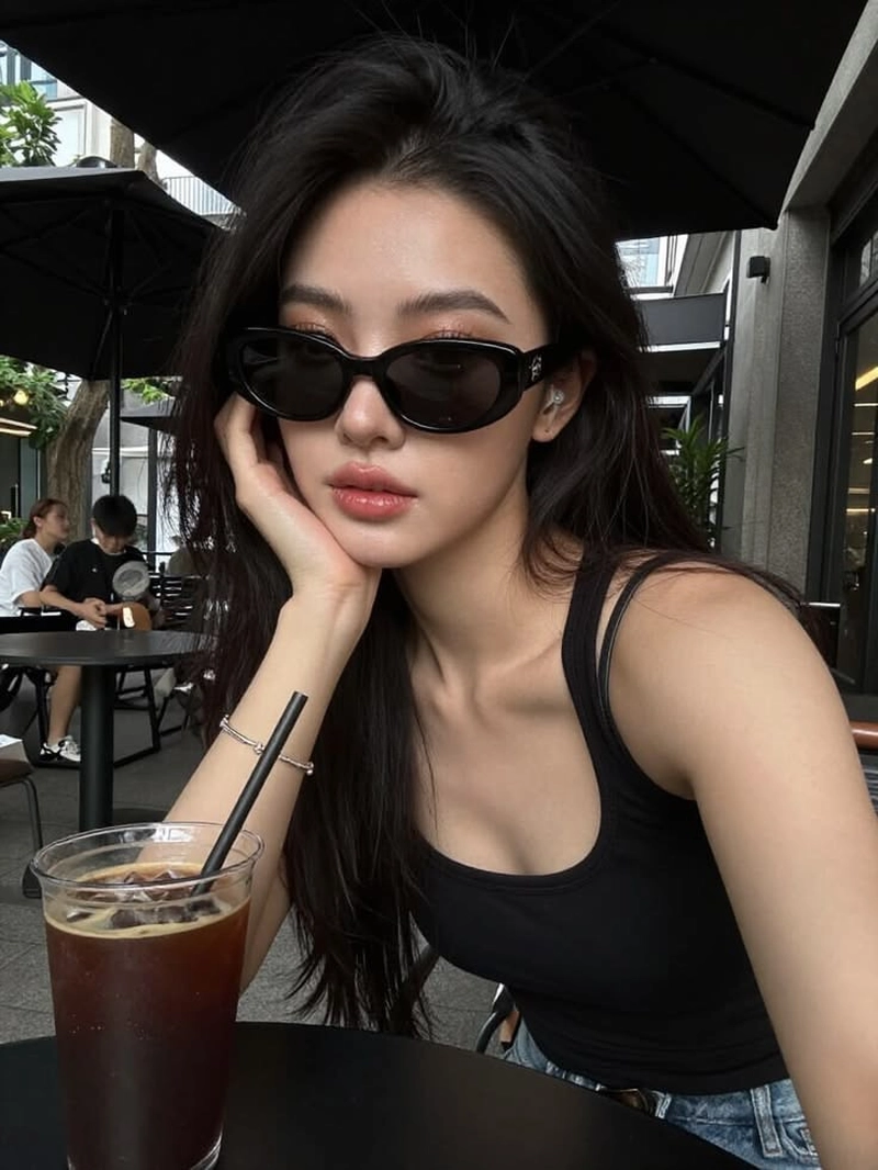 Hình gái xinh đeo kính hài hòa tự nhiên